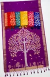 Blue Taxi By Rajtex Satin Linen Handloom Silk Saree